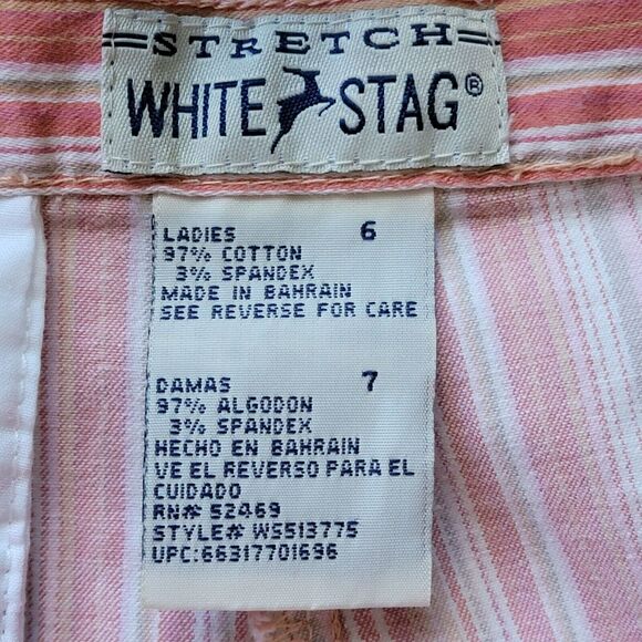 VTG Y2K White Stag Orange Striped Pants Womens Sz 6 Capris Mid Rise Pedal Pusher - Picture 7 of 7
